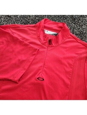 Y2K Oakley Athletic Golf Performance Quarter-Zip Center logo Polo Shirt Large
